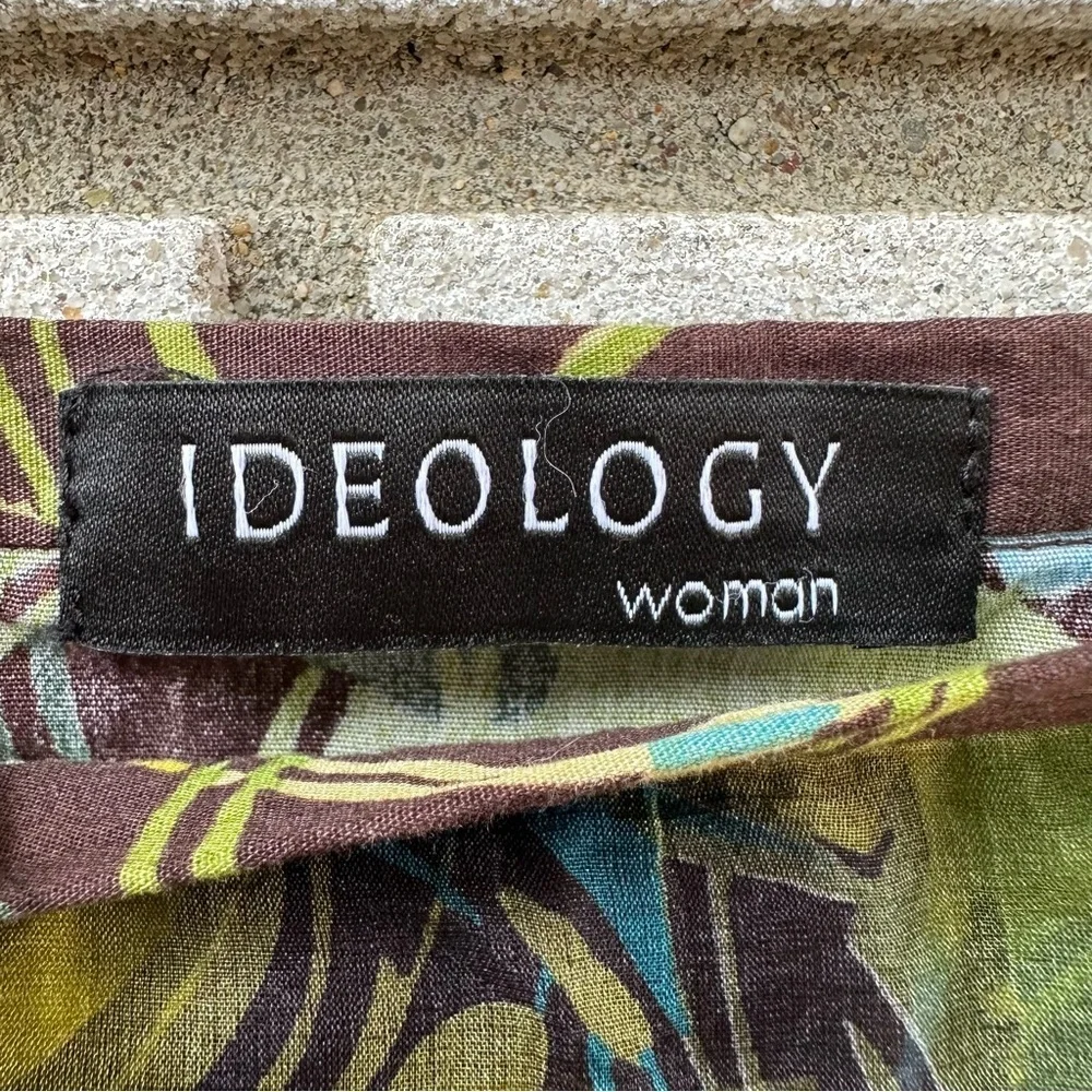 Ideology Silk Overlay‎ Beaded Sequin Skirt Abstract Green Blue Print 22W